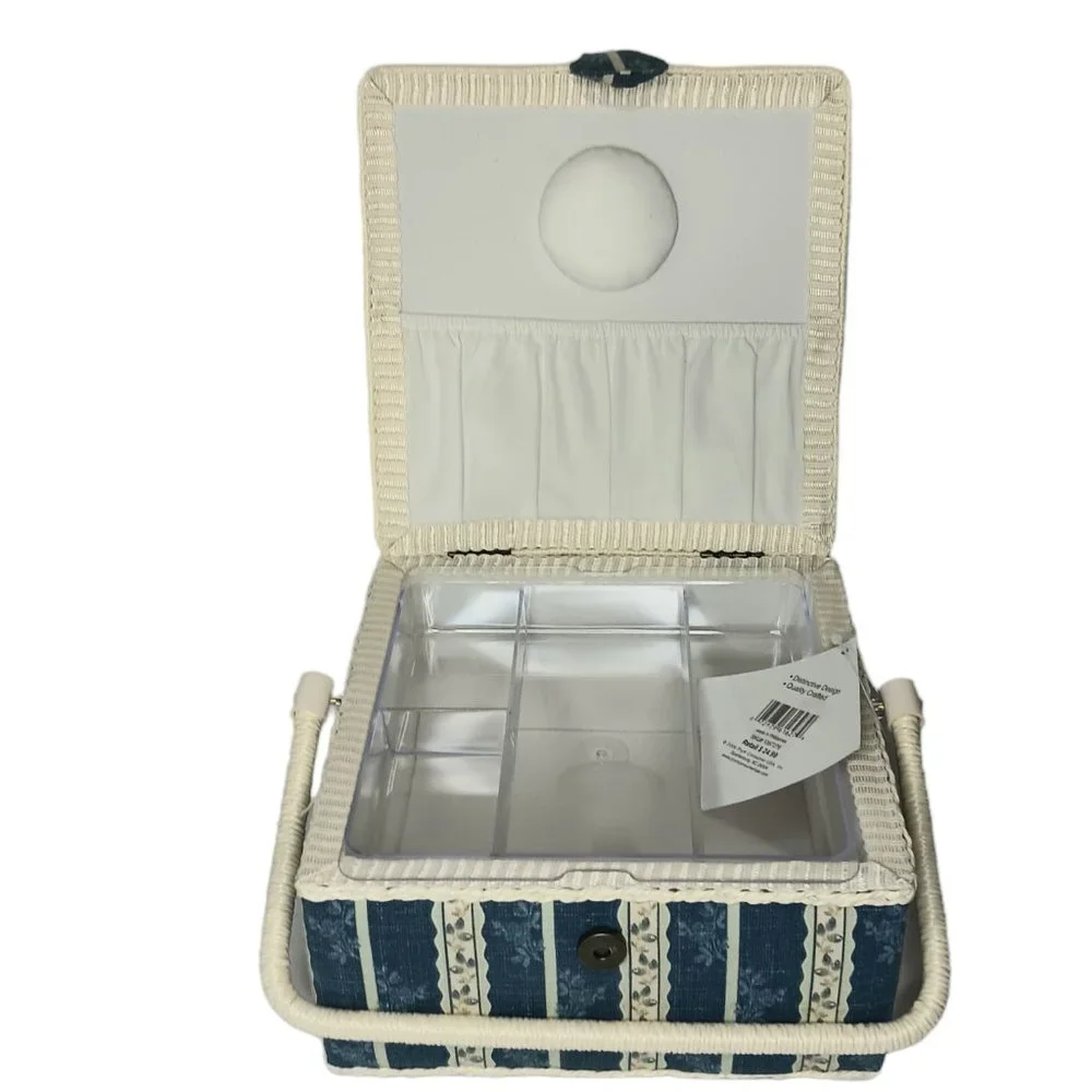 Vintage Sewing Basket Floral Square with Handle NWT 2006 St Jane